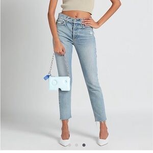 OFF WHITE. NWT. Burrow 20 cutout. Zipped blue shoulder bag. With box, dust bag.